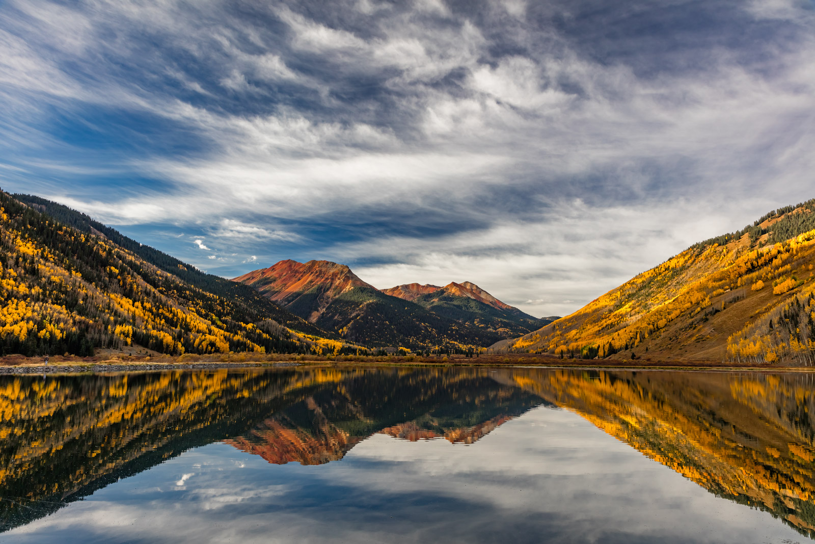 Crystal Lake Red Mountains Reflections Autumn Colors Million Dollar